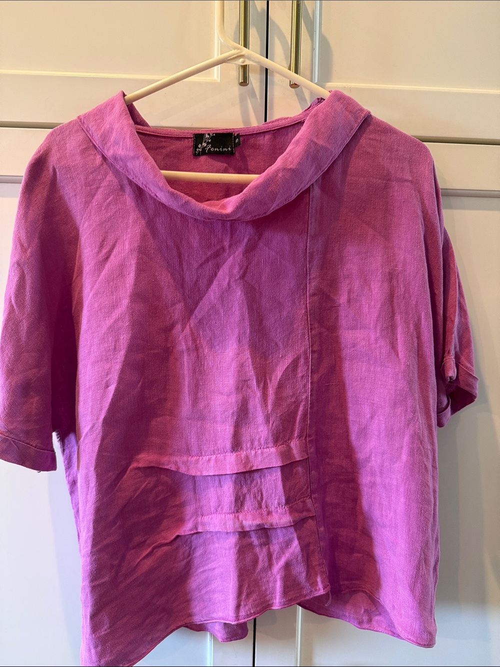 Fenini Linen Top in Bright Magenta Made in the USA 100% Linen small